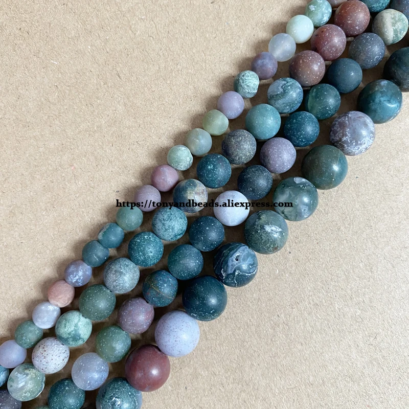 Natural Gemstone Indian Agate Stone Beads For Jewelry Making Bracelet Making 15" 