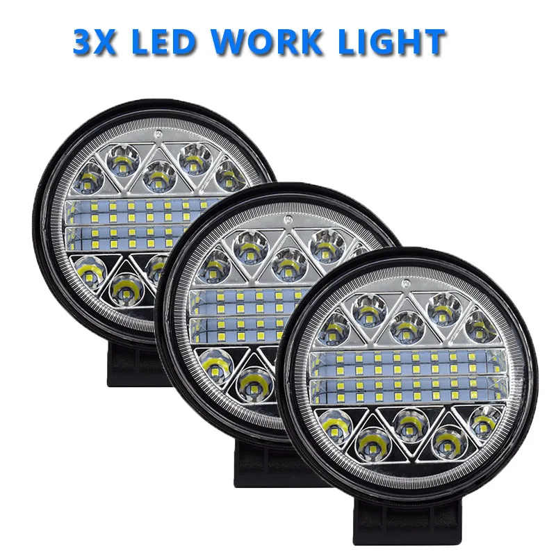 102W Led Подсветка для тракторов адвокатского сословия СИД 4x4 аксессуары внедорожник ATV дальнего света тумана светильник круглый Точечный светильник автомобильный светильник подвижной световой луч - Цвет: work light 3pcs