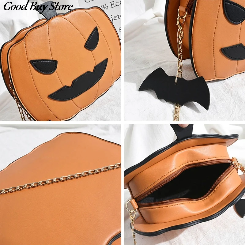 Funny Lovely Pumpkin Handbag Halloween Candy Bag Girls Shoulder Messenger Bag Ladies Messenger Shoulder Casual Purse Handbag