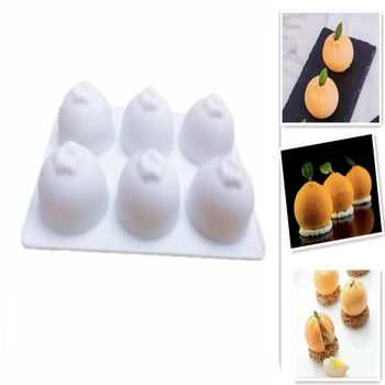 

3D 6 Cavity Orange Silicone Cake Mold For Baking Pastry Mandarin Orange Mould Dessert Fruit Mousse Pan Bakeware Chocolates Moule