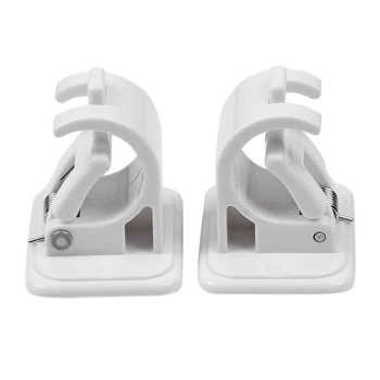 

2pcs Nail-free Rod Bracket Holder Clips Bracket Hanger End Open Button Clamp