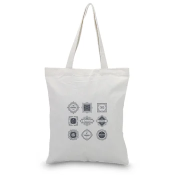 

Handbag Canvas Tote Bag Custom Print Logo decorative pattern Text DIY Daily Use Eco Ecologicas Reusable Shopping Bag Recycle