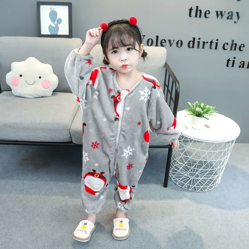 Winter Flannel Soft Warm Pajamas Animal Cartoon Boys Jumpsuit Pyjamas for Girls Kids Unisex Sleepwear Home Service