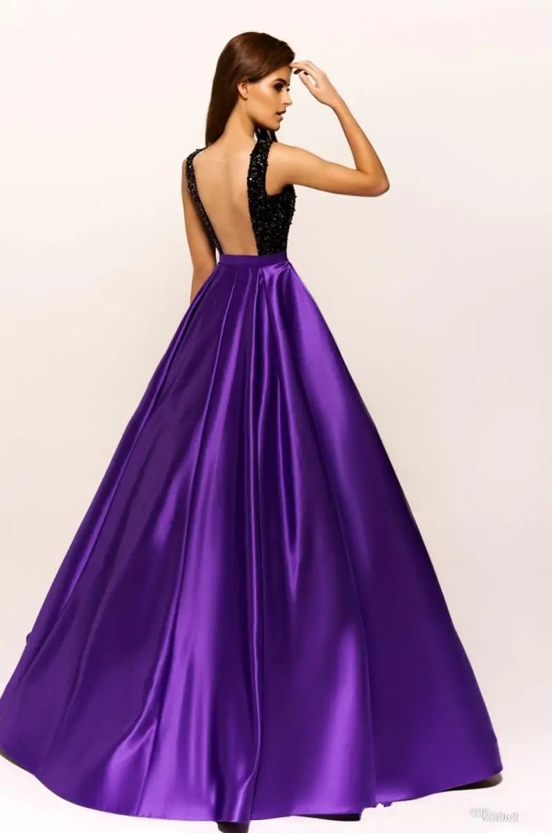 Vestido de noche вечернее платье с блестками и топом, сексуальное вечернее платье трапециевидной формы с открытой спиной, элегантное платье для выпускного - Цвет: Picture color