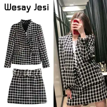 

Women single Breasted plaid Soft Blazer Female Coat Fashion blazers Outerwear lady high sereet casual Jackets Retro Suits