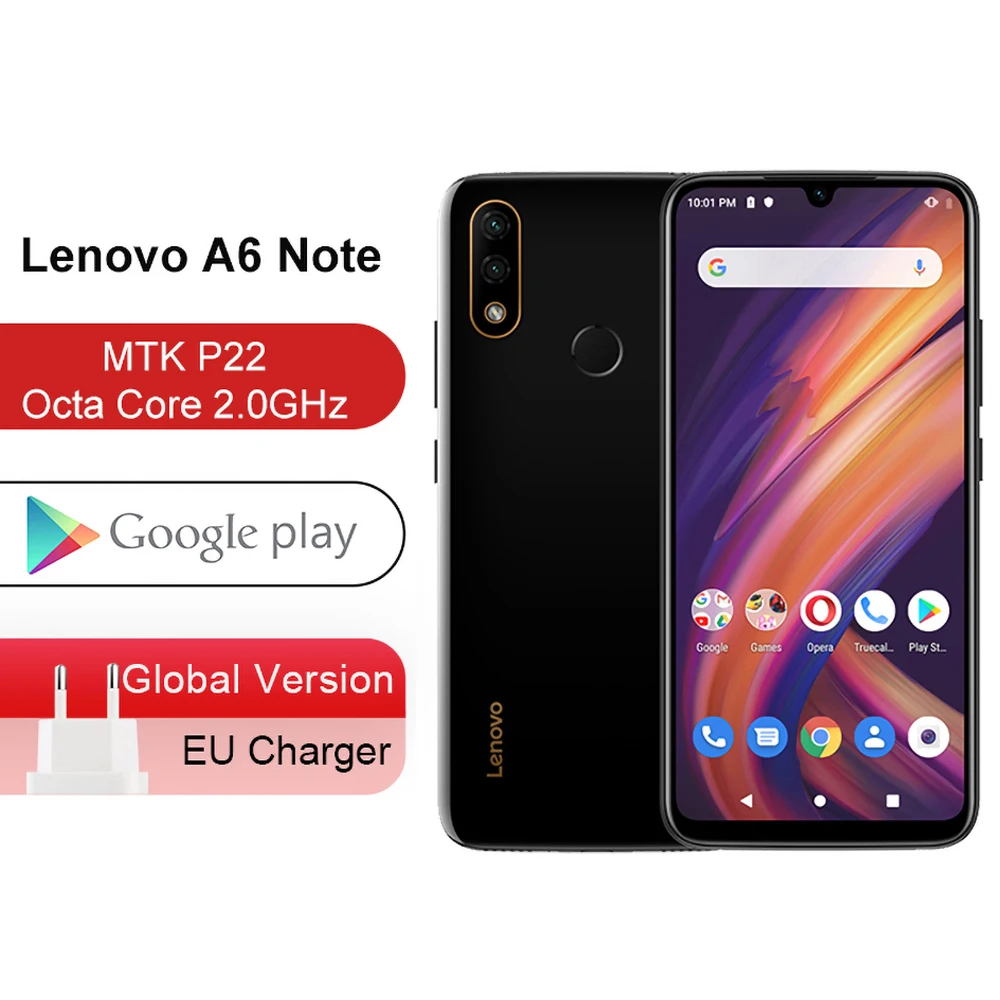 Stock Global Version Lenovo A6 Note 3GB 32GB cellphone MTK P22 Octa Core 6.09'' Inch Moblie phone Android Smartphone 4000mAh |