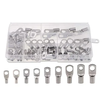 

Heavy Duty Wire Lugs Battery Cable Tinned Copper Eyelets Tubular SC Ring Terminals Connectors with Hole(65Pcs)