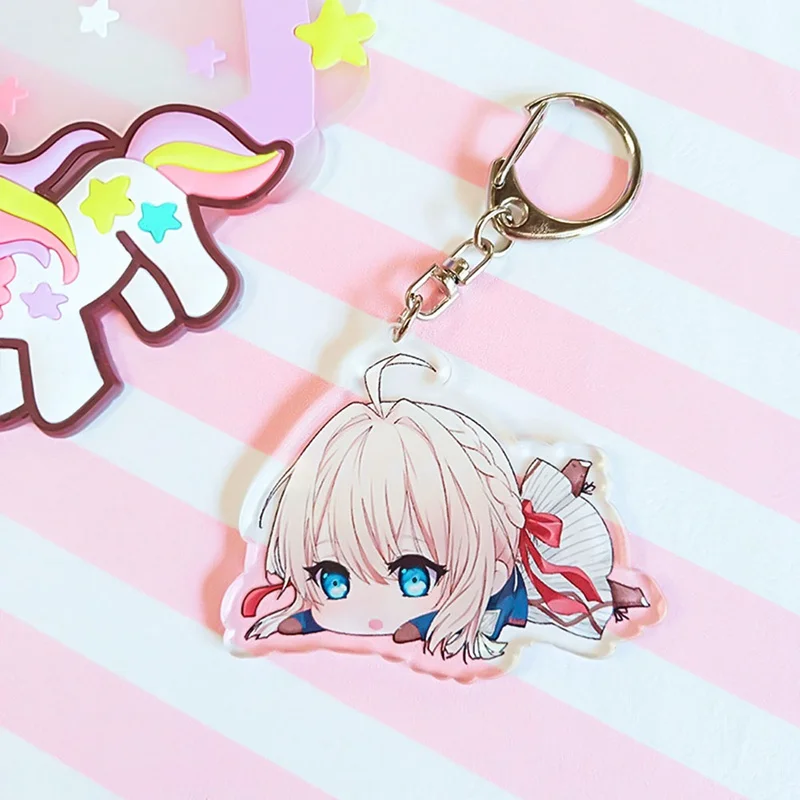 Фиолетовый эвергарден аниме акриловый брелок Модный Милый Забавный Porte Clefs сумка кулон ювелирные аксессуары
