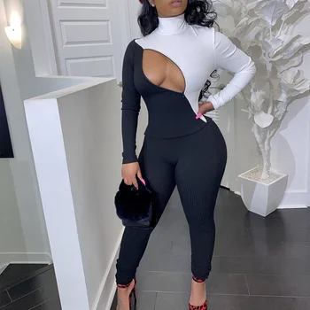 

Sexy Women Sets Patchwork Skinny Two Piece Bodycon Fashion Spring 2020 Autumn Woman Set Party Club Pants Ladies