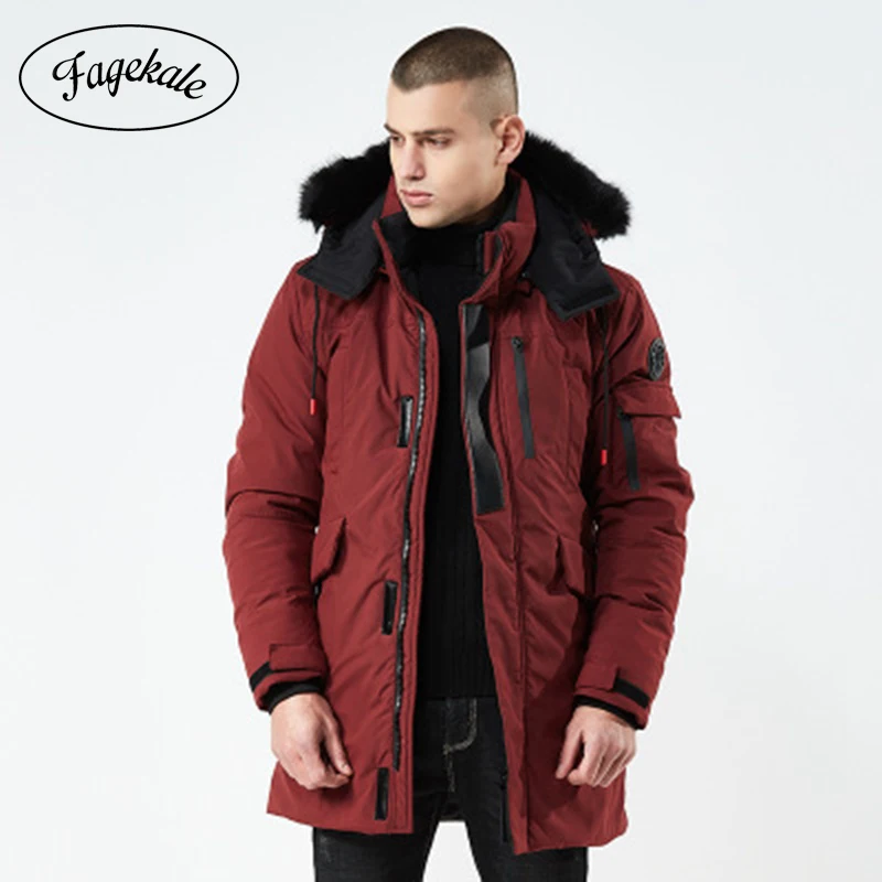 

2019winter new European and American men's mid-length cotton jacket hooded thick windproof cotton jacket youth warm cotton jackt