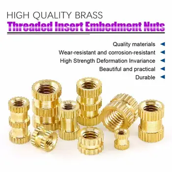 

370pcs M2-M5 Brass Cylinder Knurled Threaded Round Insert Embedded Nuts Assorted Assortment Kit High Quality
