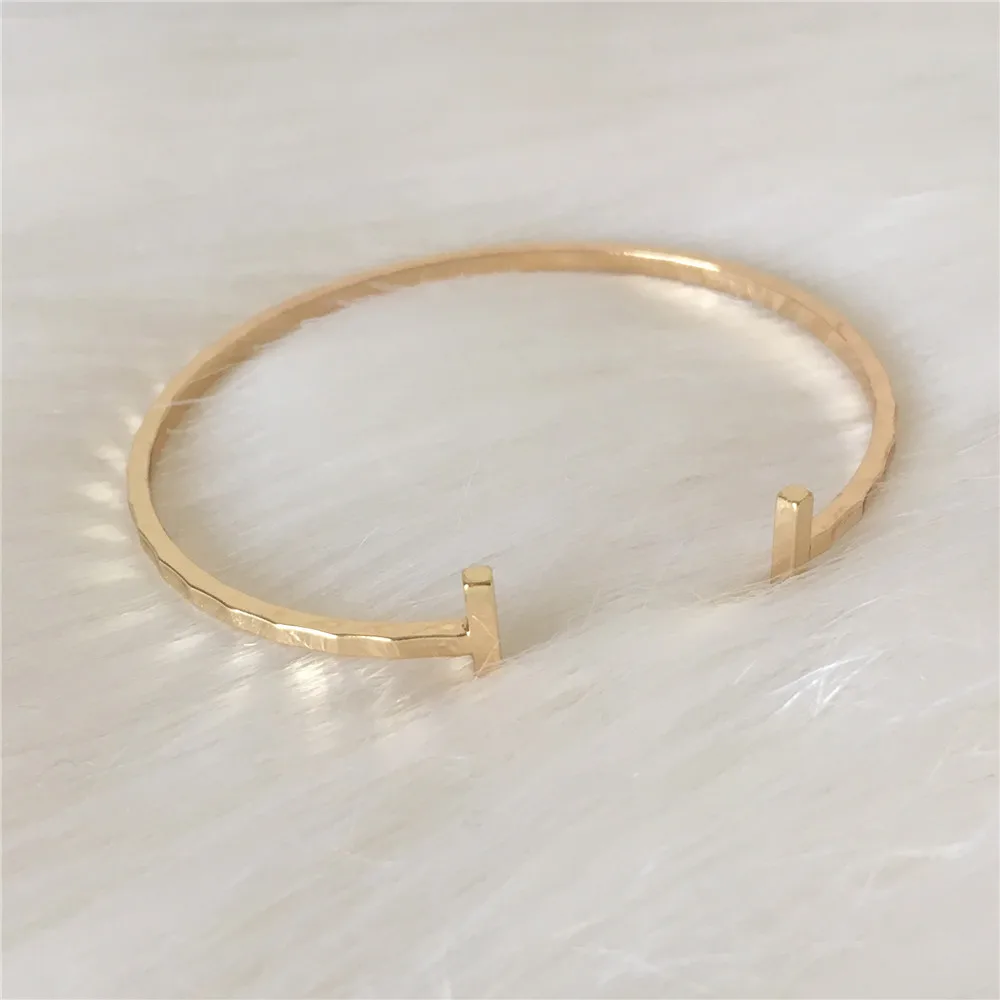 

SIMPLE BANGLES GOLD RHODIUM COLOR PLATING HAMMERED BANGLE FOR WOMEN GIRL
