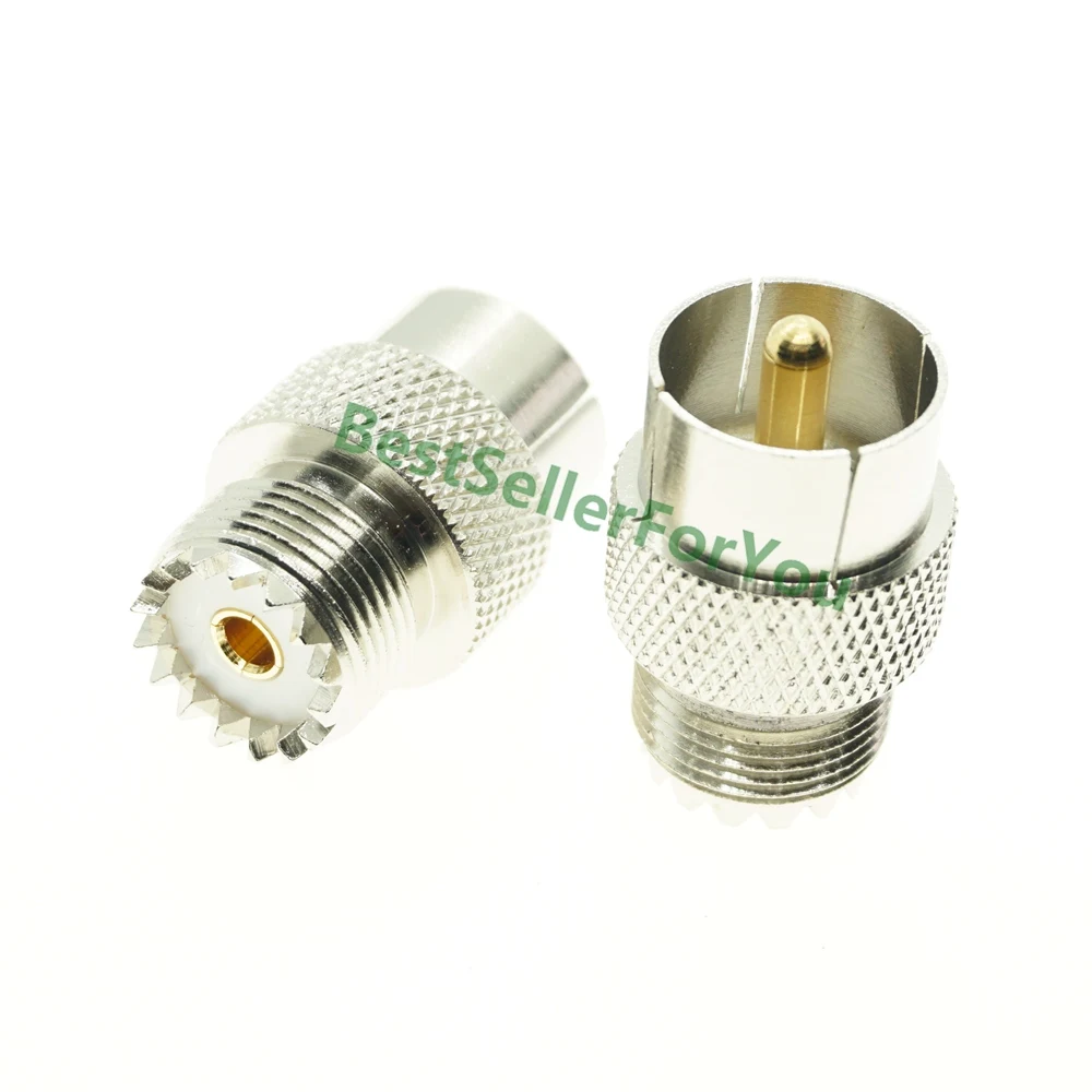 10Pcs Adapter UHF PL-259 Push-On//Quick Male to UHF Female SO-239 Connector