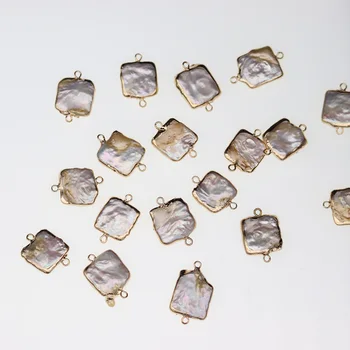 

2Pcs Natural Square-Shaped Pearls Connectors for Jewelry Making Necklace DIY Bracelet Charm Accessories 10x15-12x18mm