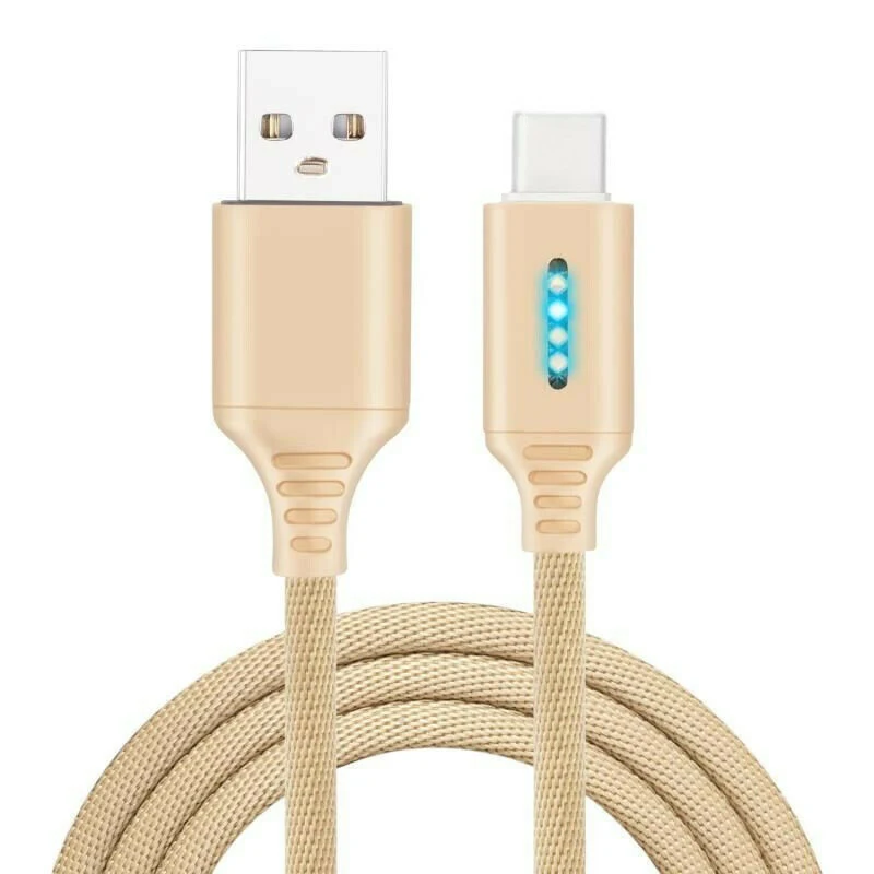 Type-C gold Мобильный телефон данных быстрый заряд кабеля умной защиты powerrat мобильный телефон ткацкая пряжа кабель передачи данных для аndroid полная автоматическая мощность - Цвет: Type-C gold