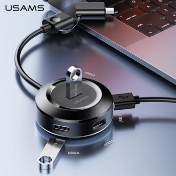 

USAMS USB HUB USB 3.0 Type C HUB for MacBook Pro Surface USB USB C HUB USB 2.0 Adapter with Micro USB for Computer USB Splitter