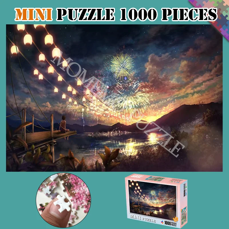 Головоломки для сборки игрушки блестящие фейерверки 1000 штук деревянные головоломки мультфильм пейзаж головоломки игры для взрослых детей