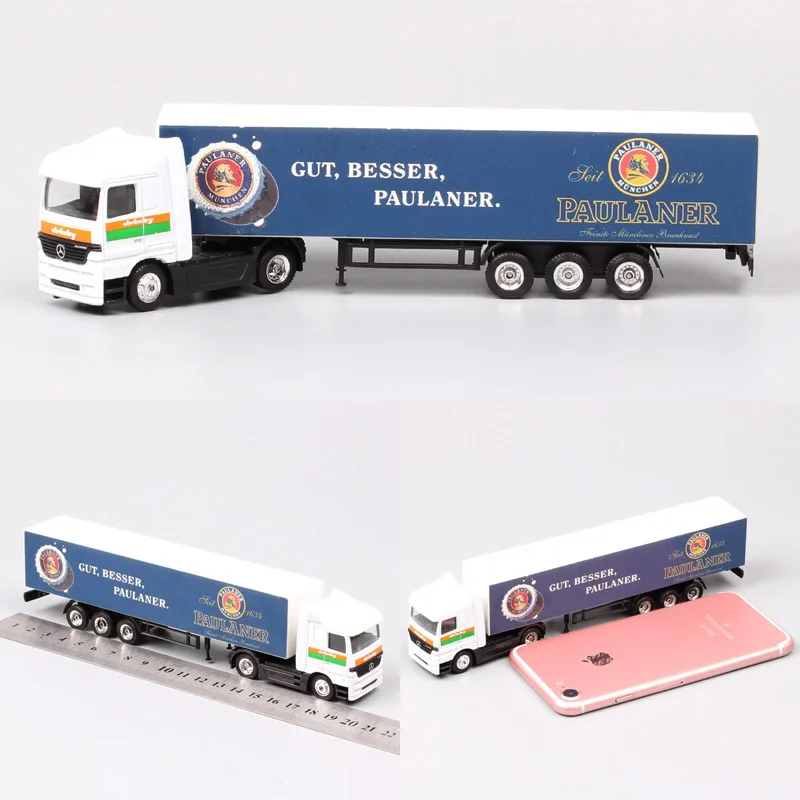 1/87 Scale Mini Small Germany Advertising AD Media container Cargo trailer tow Truck Diecasts& Toy Vehicles model Cars souvenir - Цвет: Серый