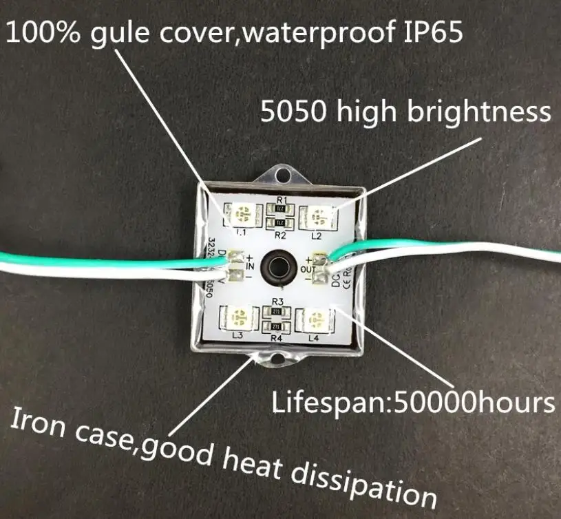 DC12V IP65 Водонепроницаемый 4 шт. SMD 5050 Светодиодный модуль белый теплый белый красный зеленый синий желтый rgb, светодиодный светильник-источник, опт, розница