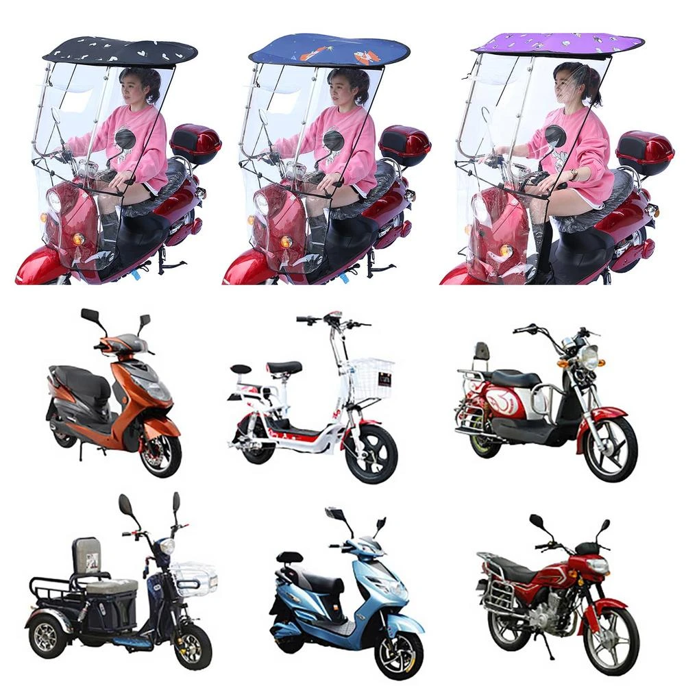 Toldo Universal para bicicleta eléctrica, tienda de sombrilla para motocicleta, dosel transparente para Scooter, impermeable, a prueba de viento, resistente a los rayos UV| | AliExpress