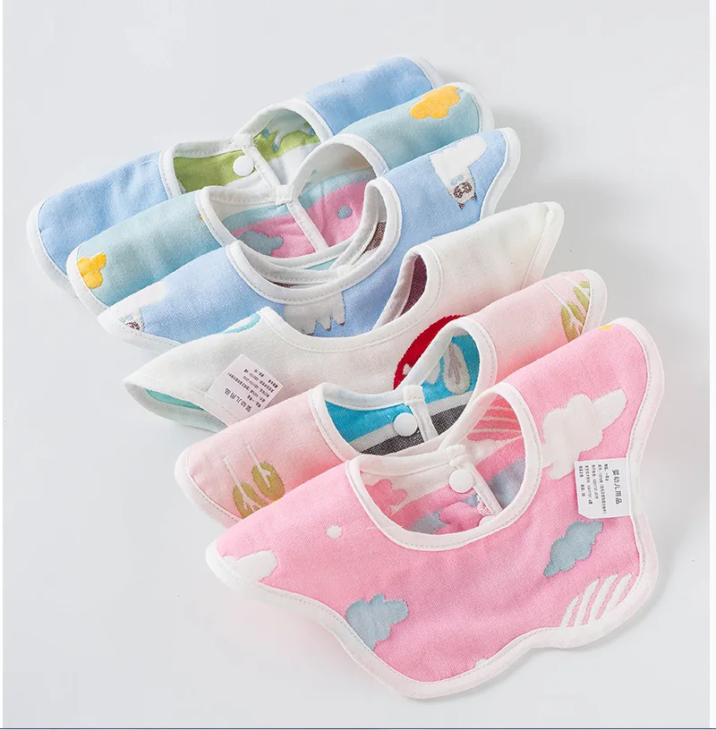 Baby Bib Newborns Bibs 6-Layer Gauze 360-Degree Rotating Apron Anti-Vomit Milk | Мать и ребенок