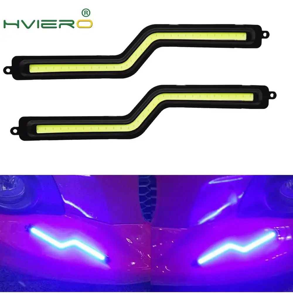 

2pcs LED COB daytime running lights White Blue Crystal-blue Z Shape Car Auto DRL Driving Daytime Running Lamp Fog Light DC 12V
