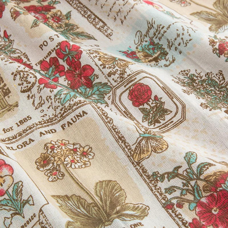 christmas fabric Vintage printed woven linen polyester fabric faux linen tissue for home decoration 45x150cm TJ0346(CP03