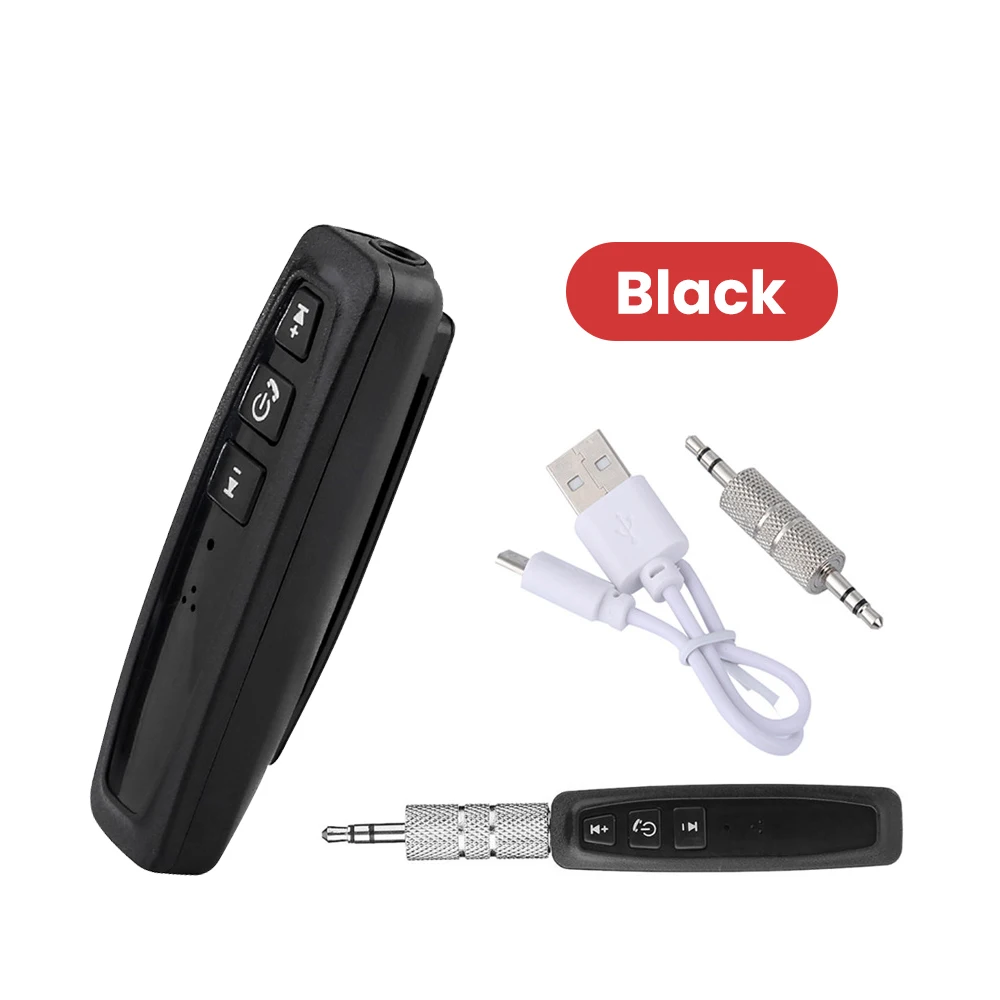 AOSHIKE Handsfree Bluetooth автомобильный комплект Авто 3,5 мм разъем Aux Bluetooth беспроводной музыкальный мини MP3 аудио адаптер приемник для наушников - Название цвета: Black