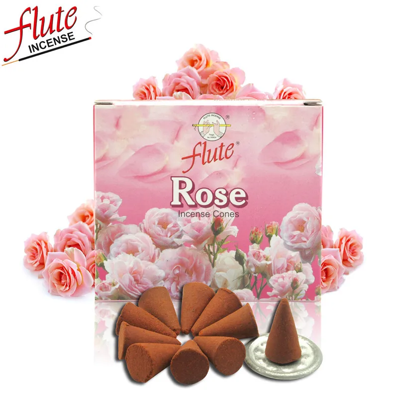 Rose Флейта 10 конусов/коробка многоцветный индийский конус для благовоний ручной работы цветной дым ароматерапия ароматизатор для дома - Аромат: Rose