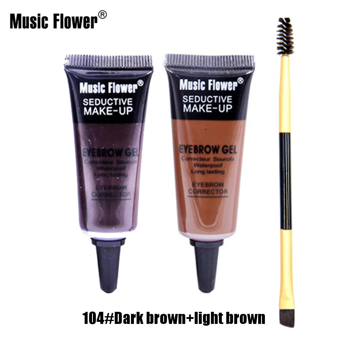 Music Flower, 2 цвета, усилители для бровей, соблазнительные, водостойкие, для бровей, гель с двойным концом, кисть, Длительное Действие, макияж для глаз, набор - Цвет: 4