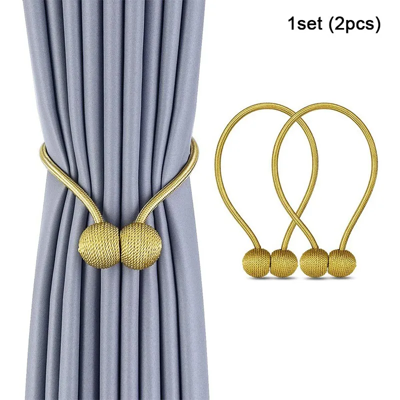 Pearl Ball Curtain Tiebacks Hook Magnetic Holdback Buckle Clip Curtain Rope Decorative Accessories