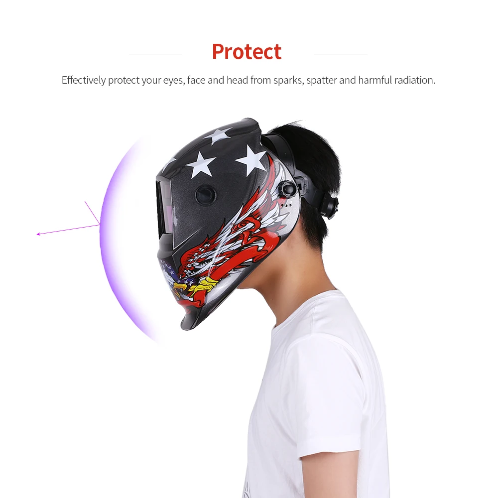 Солнечная энергия Промышленный сварочный шлем самозатемняющийся сварочный цветной шлем TIG MIG с регулируемой головкой
