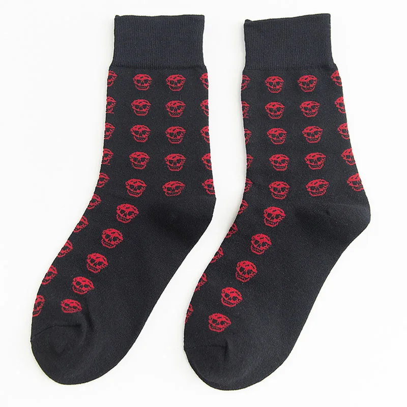 1 пара модных трендов Простые Носки с рисунком черепа крутые черные цветные студенческие стильные женские уличные носки из хлопка - Цвет: Красный