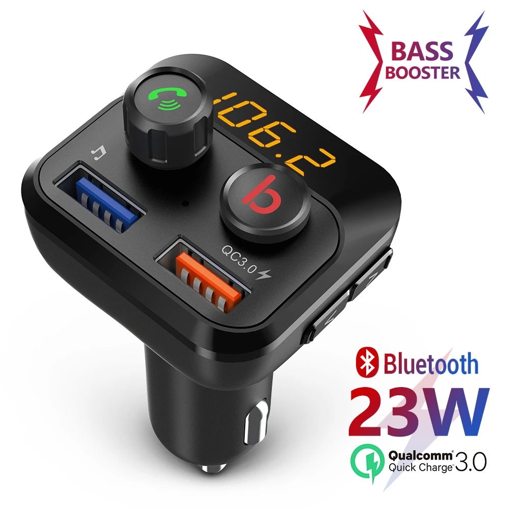 Двойной USB бас fm-передатчик зарядное устройство Handsfree автомобильный Bluetooth