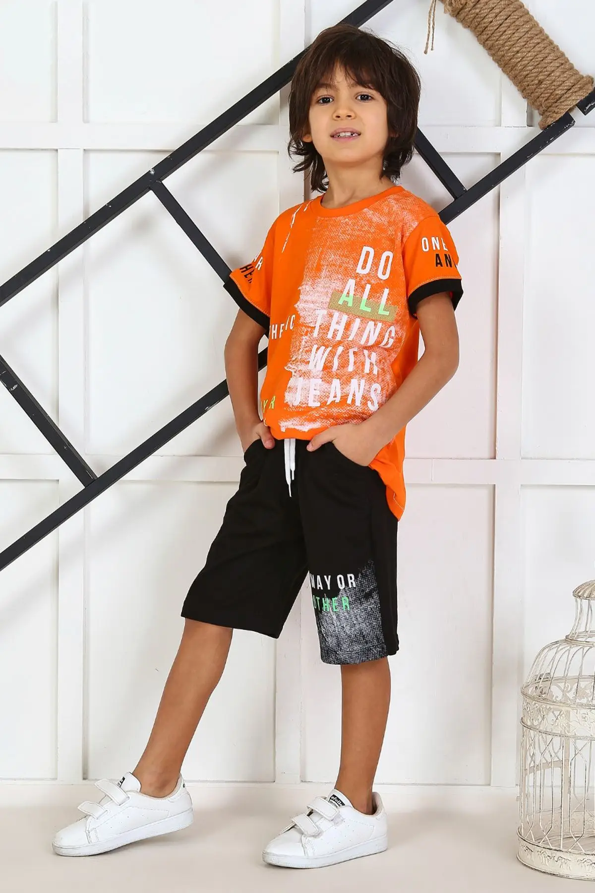 Orange Boy Child Summer Capri Set 2 Pieces Male Clothes Capri T-shirt  Casual Holiday Boys Kids Cotton Outfits children Clothing - AliExpress