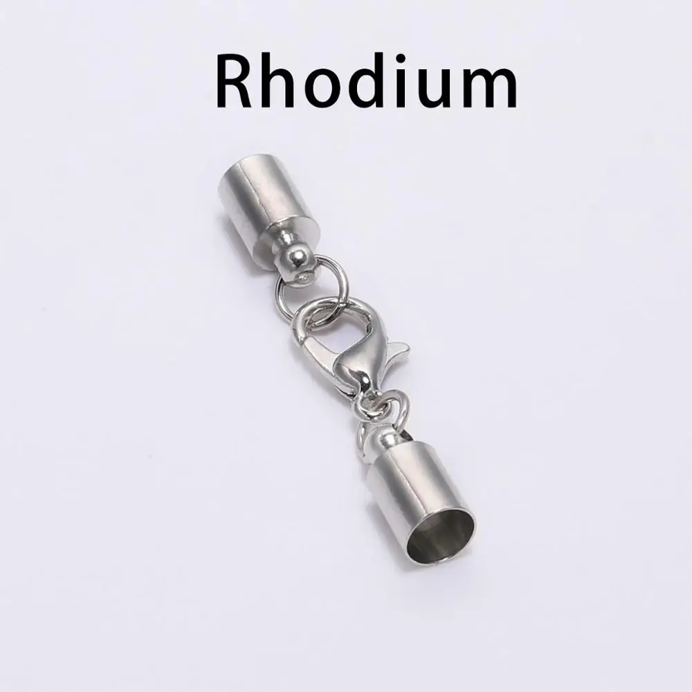 Rhodium 10 шт./лот кисточки колпачки кожаный шнур Конец Обжимной Шарик Омаров застежки Разъемы для DIY ожерелье ювелирных изделий фурнитура Аксессуары - Цвет: Rhodium