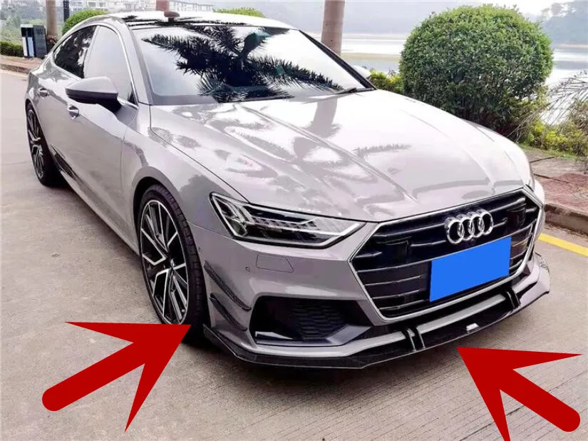 

Передний бампер и боковые разветвители для Audi A7 S7 2019 2020 2021 года из углеродного волокна