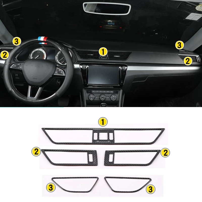 Lsrtw2017 Автомобильный Центральный контроль вентиляционная дверь чаша рамка отделка для Skoda Superb интерьерные аксессуары для формовки - Color Name: front vent trims 1