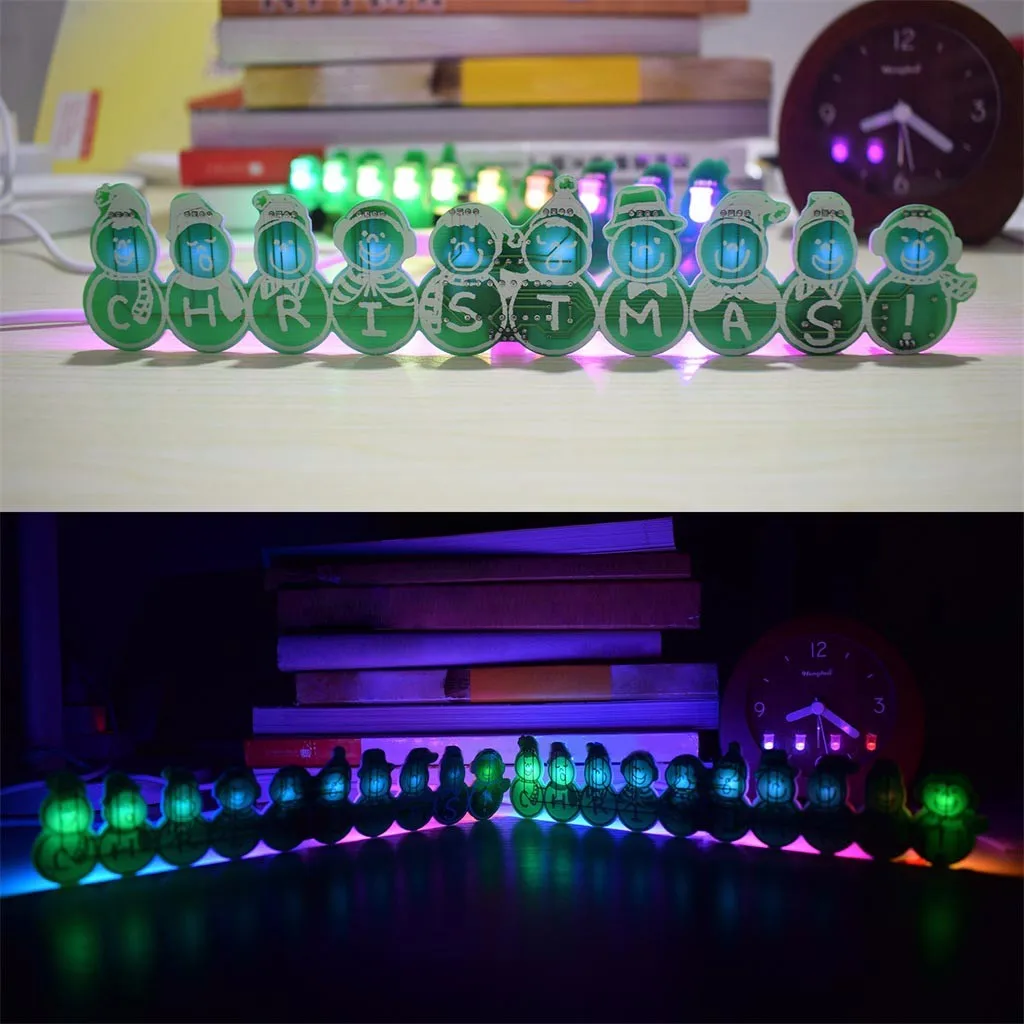 Рождественский снеговик музыкальная шкатулка DIY полноцветный светодиодный мигающий набор встроенная 14 подсветка и песни Рождественский набор для пайки