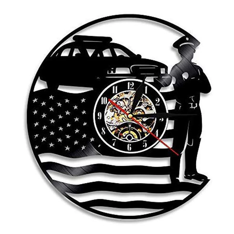 Полицейская Виниловая пластинка настенные часы современный дизайн 3D украшения виниловые часы дети спальня стены домашние декоративные часы Подарки для полицейских