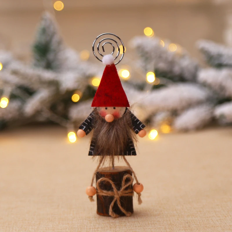 

1pc Wooden Christmas Home Decoration Old Man Picture Card Note Holder Clip Stand