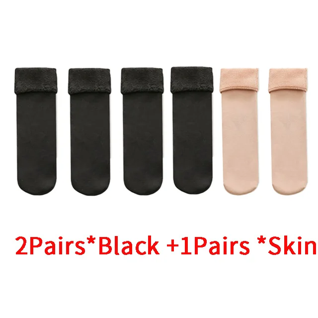 3 Pairs Women Winter Socks Warm Thicken Thermal Soft Solid Color Socks Wool Cashmere Snow Boots Velvet Lace Home Floor Sock Mint