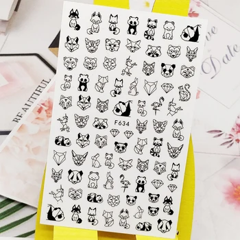 

3D Nail Sticker Decals Line Fox Panda Design Nail Art Decorations Stickers Sliders Manicure Accessories Nails Decoraciones