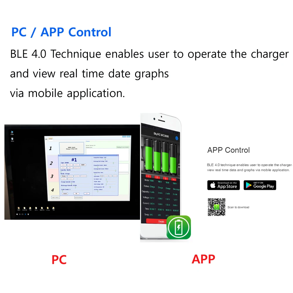 Battery Charger SKYRC MC3000 BT Smart APP PC Control LED Screen for NiMH NiCd Li-ion LiFePO4 Ni-Zn AAA Battery battery charger battery charger adapter charger adapter