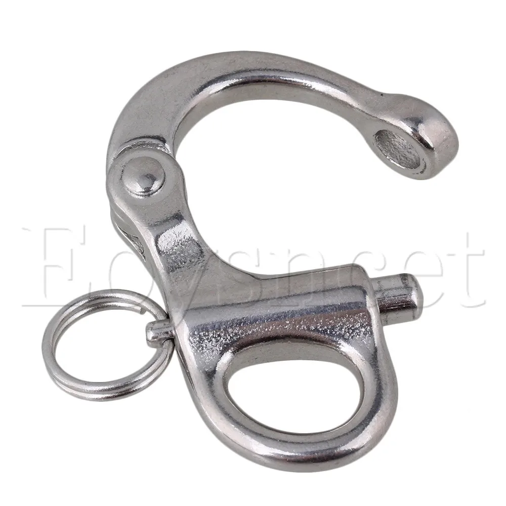304 Stainless Steel 50mm Rigging Sailing Fixed Bail Snap Shackle Hard Silver 