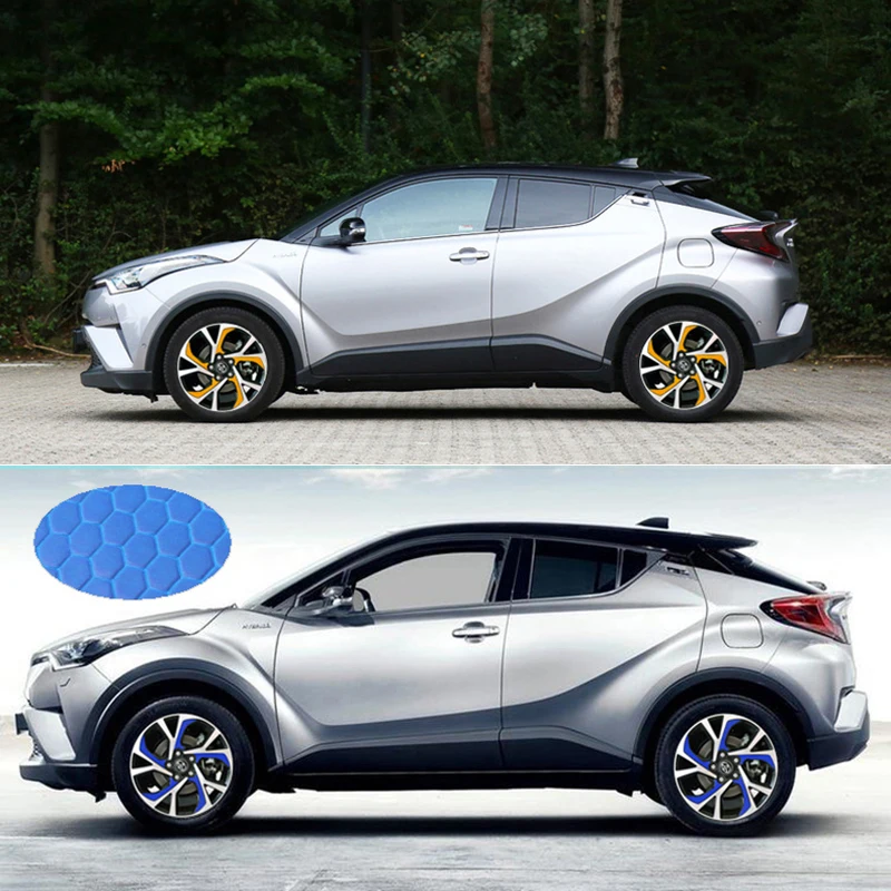 자동차 휠 허브 방수 반사 스티커 컬러 자동차 데칼, C-HR CHR 4 휠 세트