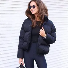 Women's Parka Ins Korean Fashion Winter Down Jacket Female Solid Color Short Bread Coat Stand-up Collar Zipper 2021 Hot Style