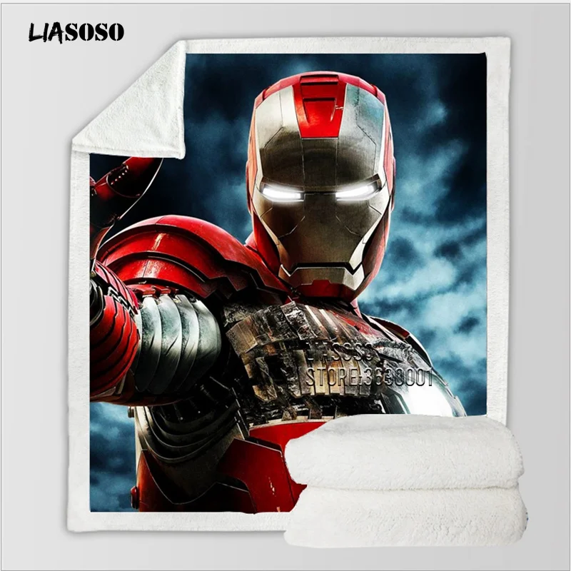 

3D Printed Marvel Avengers Iron Man Iron-man Throw Blanket Thin Quilt Soft Sofa Chair Bedding Home Indoor Supply T47