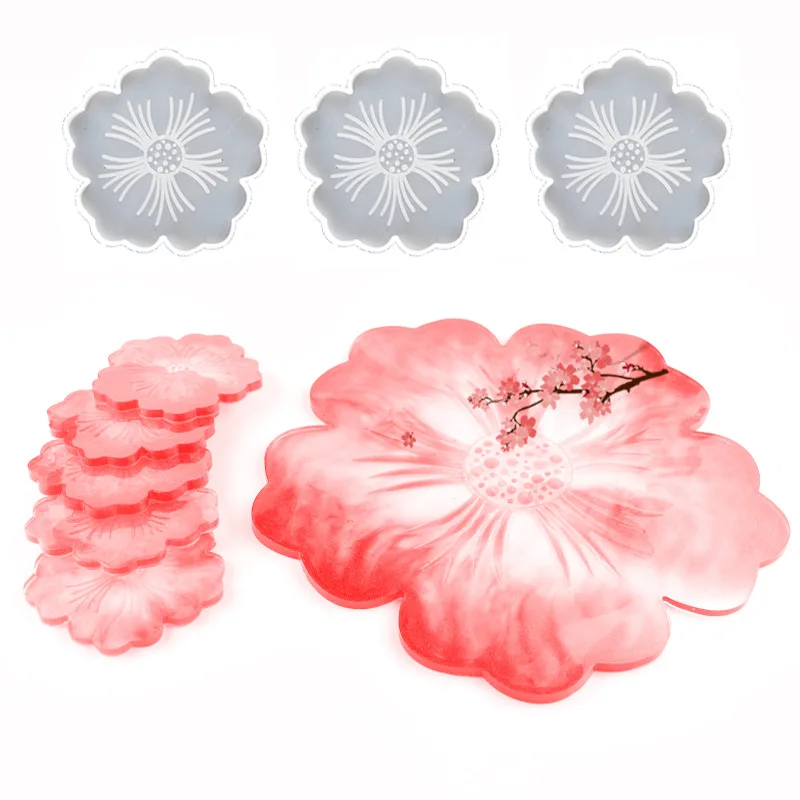 

35cm Flower Shape Epoxy Resin Mold Diy Coaster Base Silicone Molds UV DIY Resin Craft Home Decoration Handmade Tools