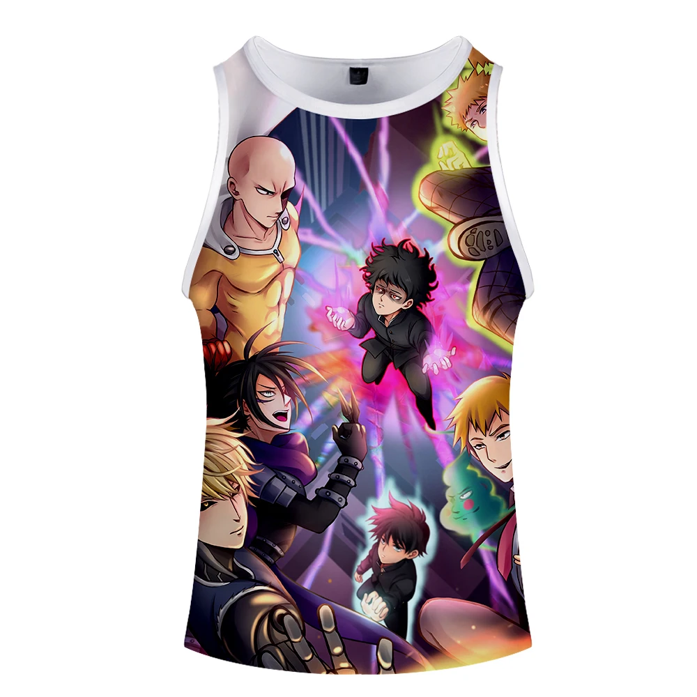 Mob Psycho 100 3D O-Neck Tank Top summer sleeveless wide shoulder men's women's casual Couple wear